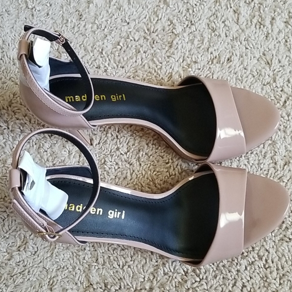 Madden Girl Flashy Ankle Strap Fawn Patent Heels - Picture 13 of 16